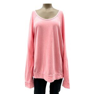 SUNDRY Pink French Terry Scoop Neck Long Sleeve Sweatshirt Made‎ In USA Womens L